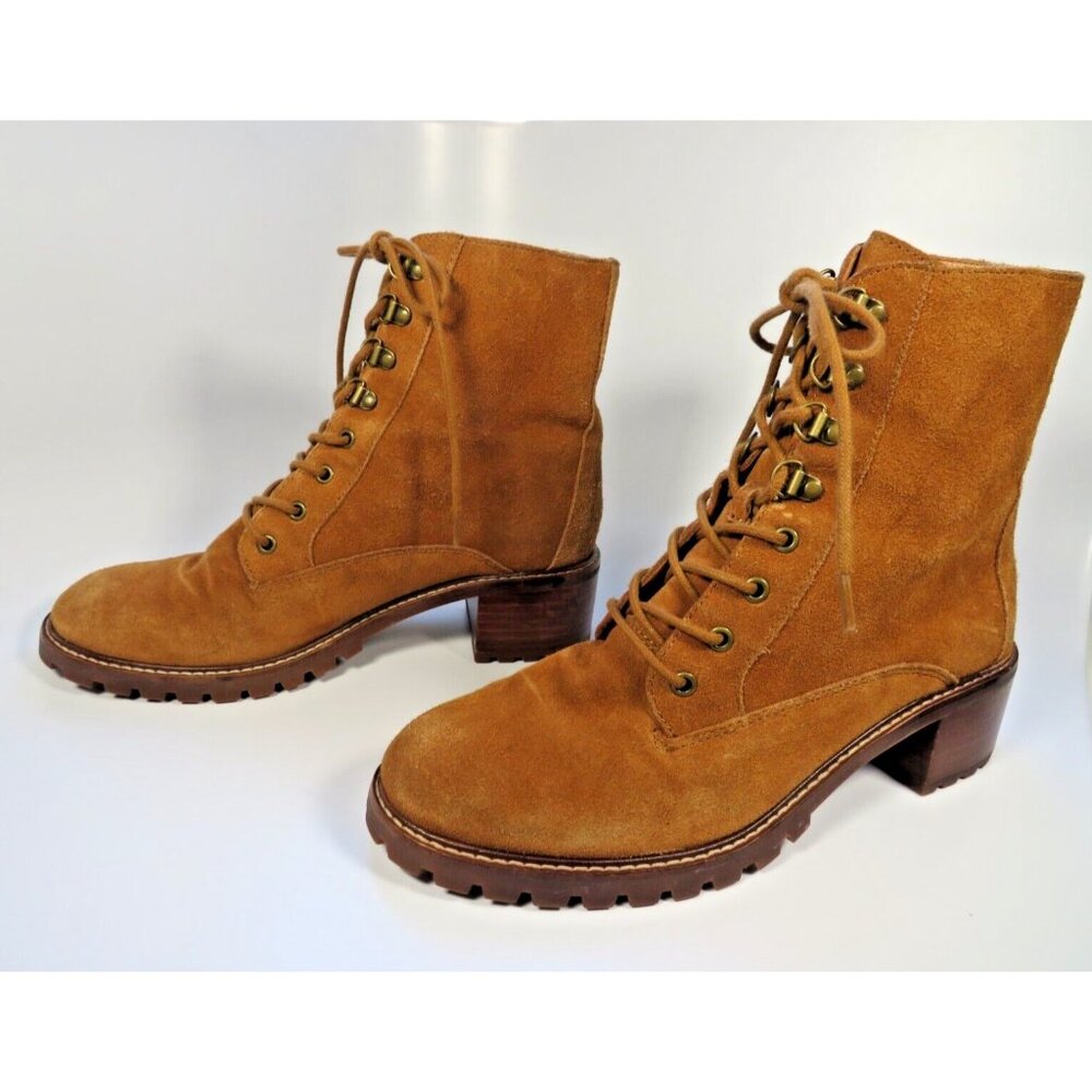 Madewell Tan Suede Lace-Up Combat Boots - Picture 8 of 14